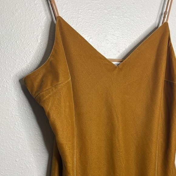 Good American Dress Midi Sleeveless Spaghetti StrapV Neck Silt Gold Yellow 3/L - Picture 4 of 8